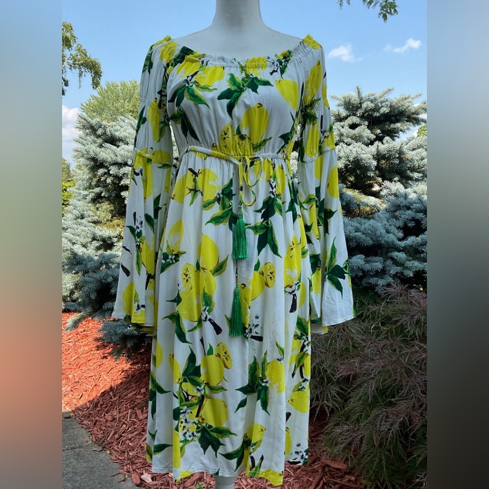 🌼🌼🌼
High Waist Drawstring Sleeves Off Shoulder Dress, M